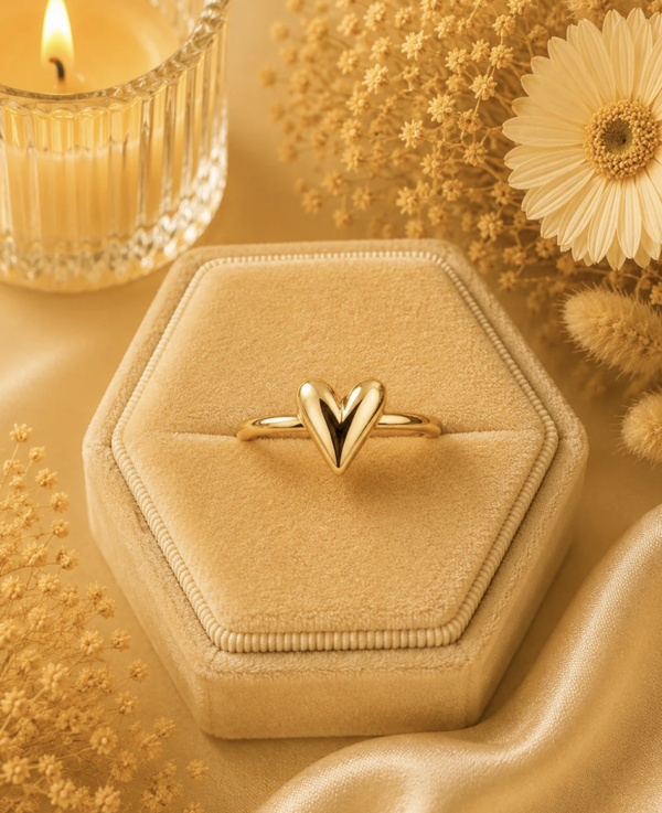 Bague dorée cœur