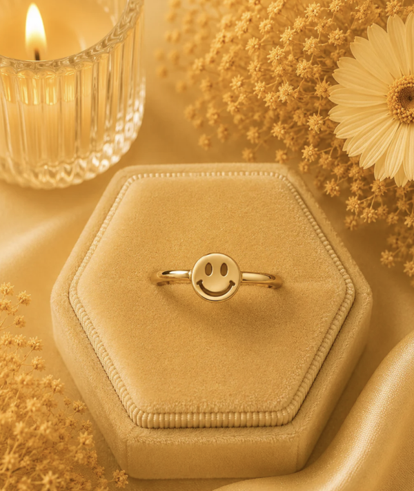 Bague dorée smiley