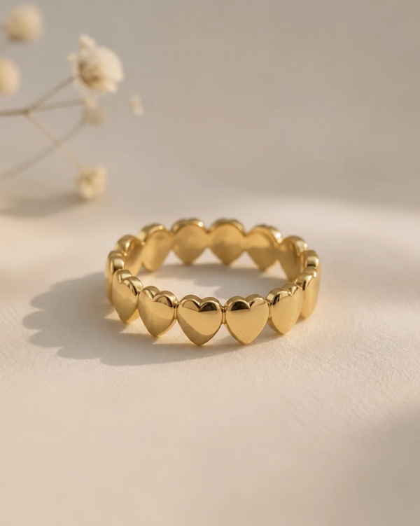 Bague dorée petits cœurs