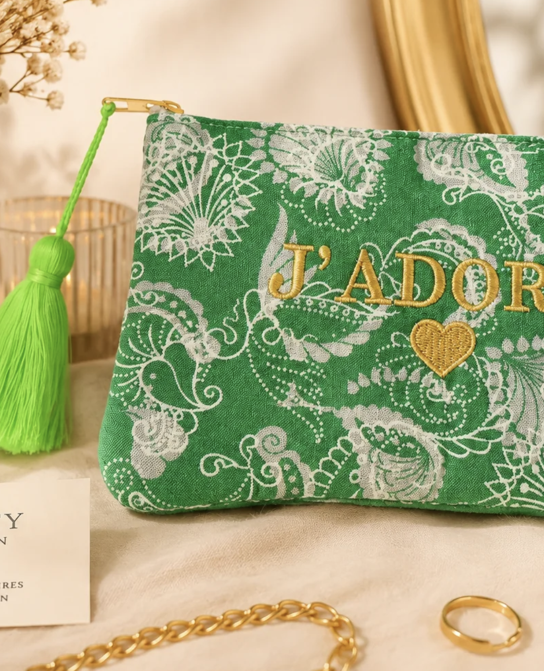 Pochette J’adore verte