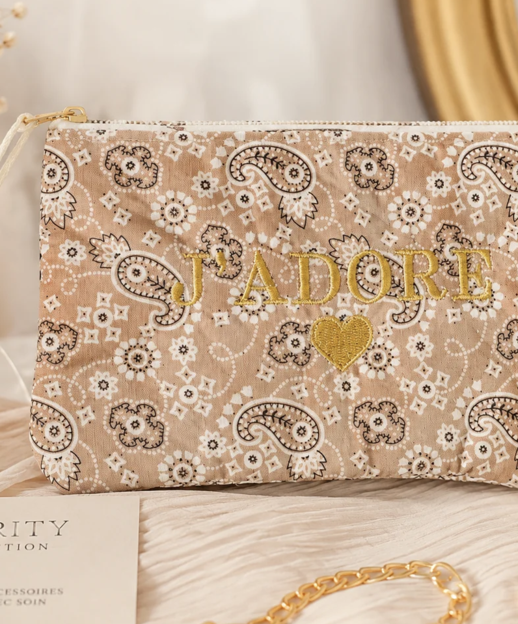 Pochette J’adore beige
