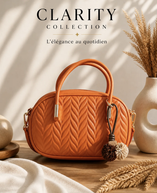 Sac à main orange matelassé avec bandoulière