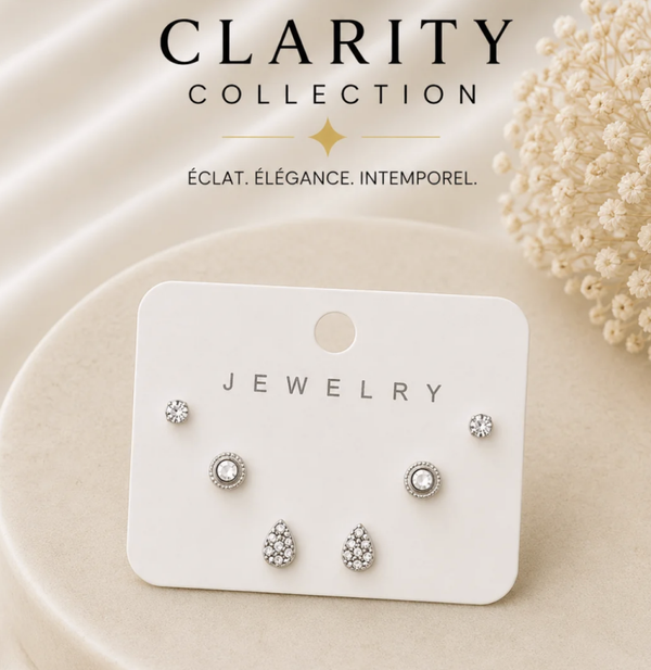 Coffret 3 paires de boucles argentées & strass