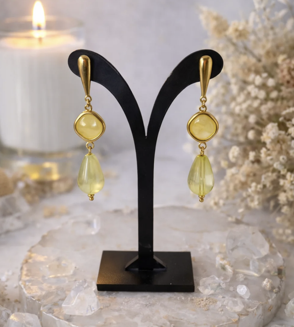 Boucles d’oreilles dorées pierre jaune