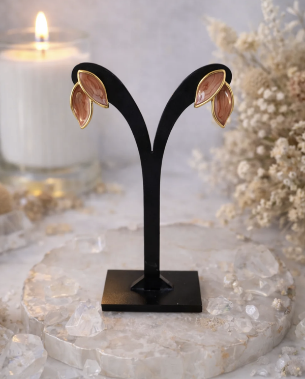 Boucles d’oreilles feuilles rosées