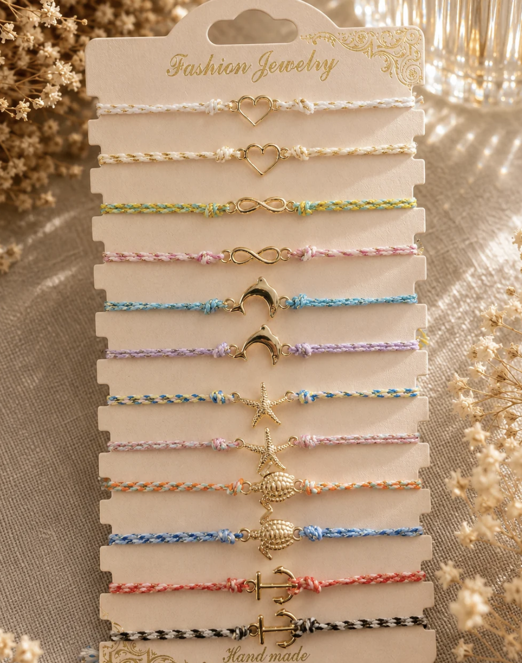 Bracelets cordon motifs assortis