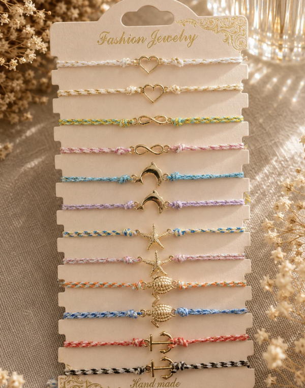 Bracelets cordon motifs assortis
