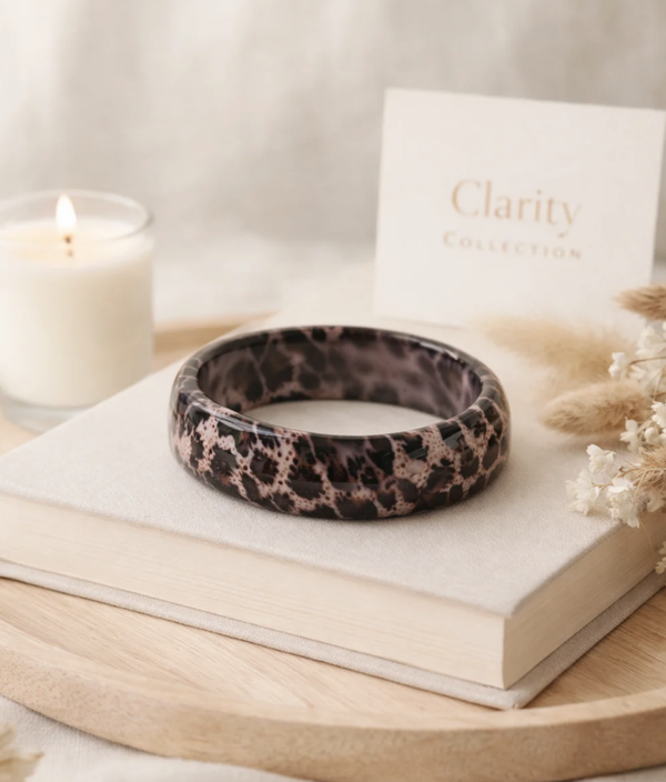 Bracelet jonc effet léopard