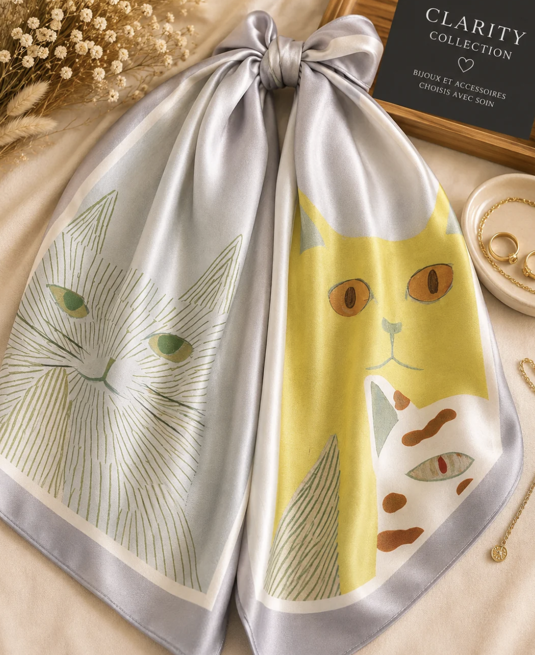 Foulard carré Chats pastel