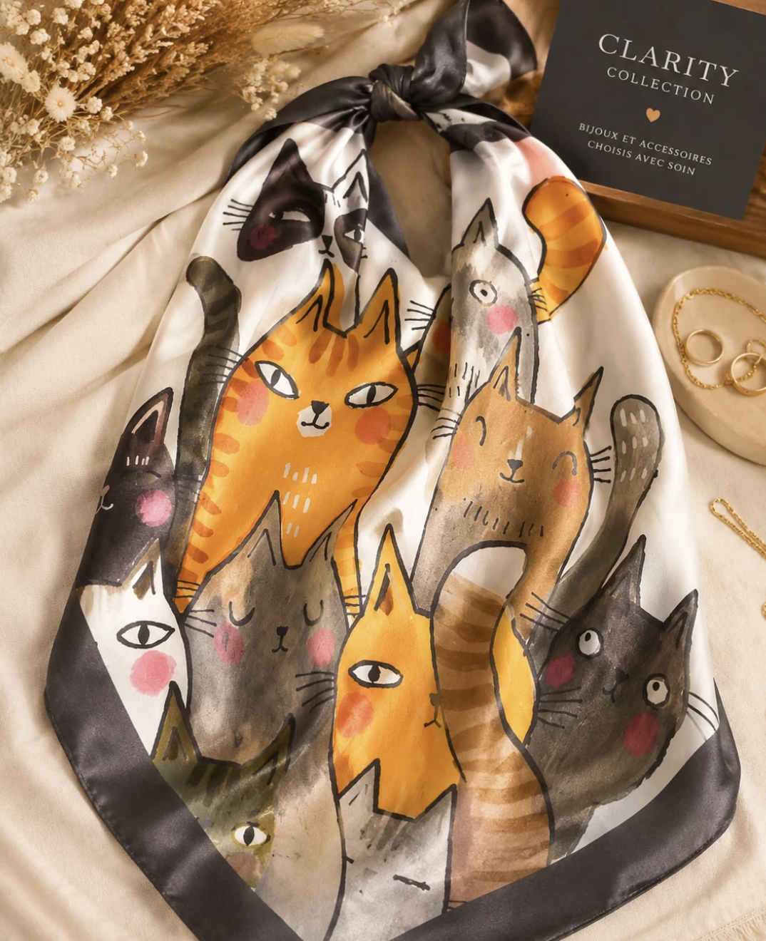 Foulard carré Chats colorés