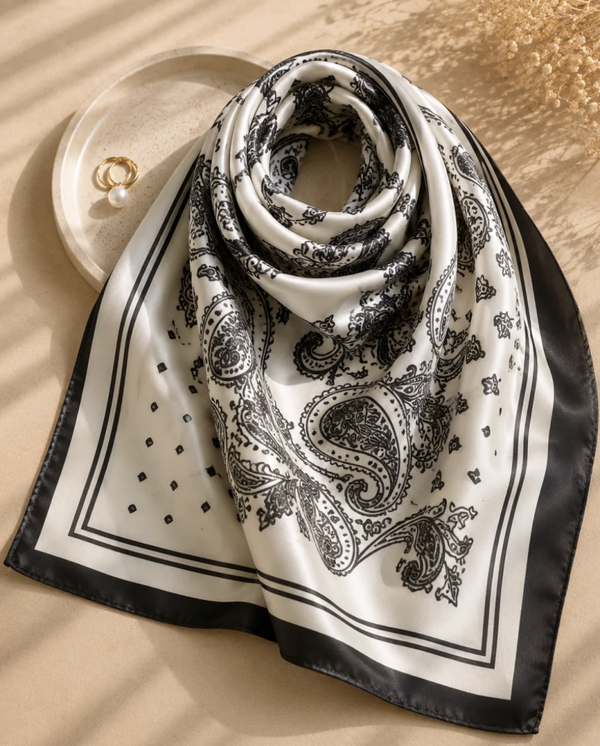 Foulard carré noir et blanc