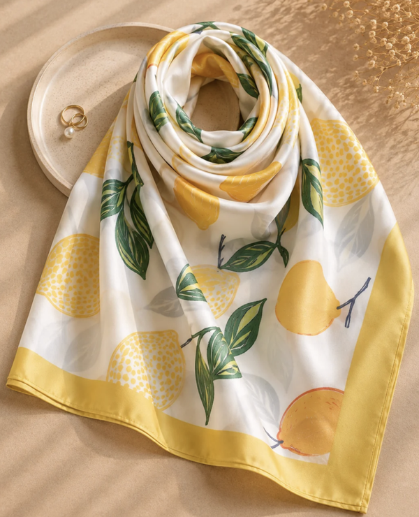 Foulard carré Citrons jaune