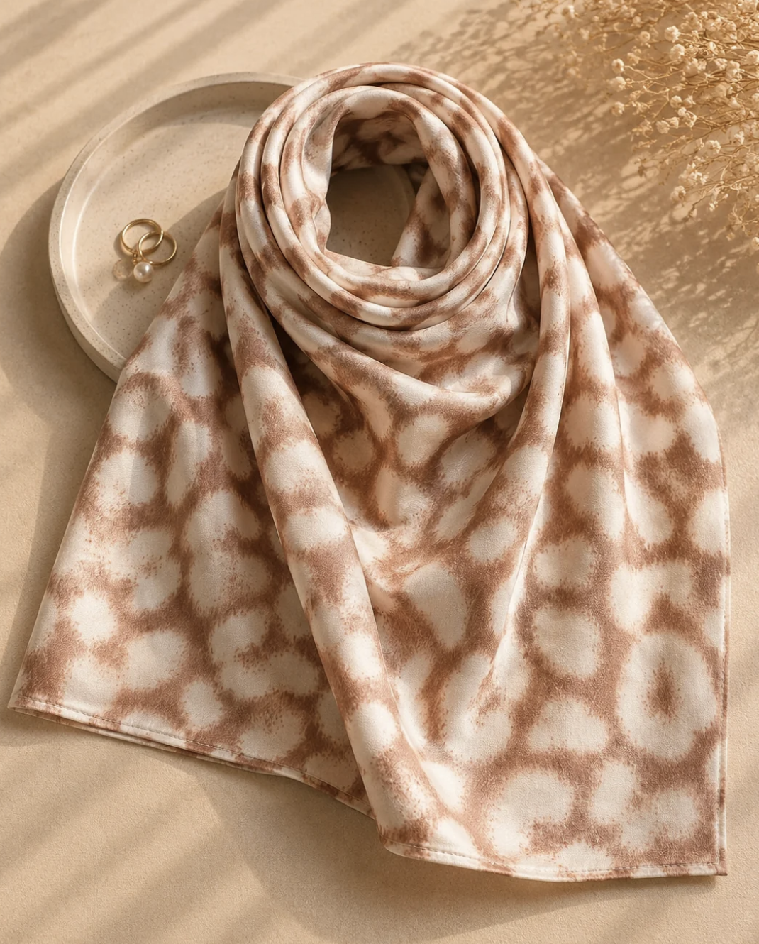 Foulard carré Léopard beige