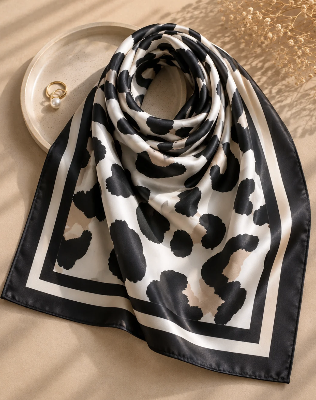 Foulard carré Léopard noir
