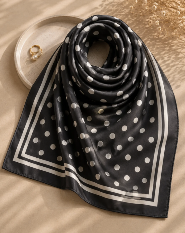 Foulard carré Pois noir et blanc