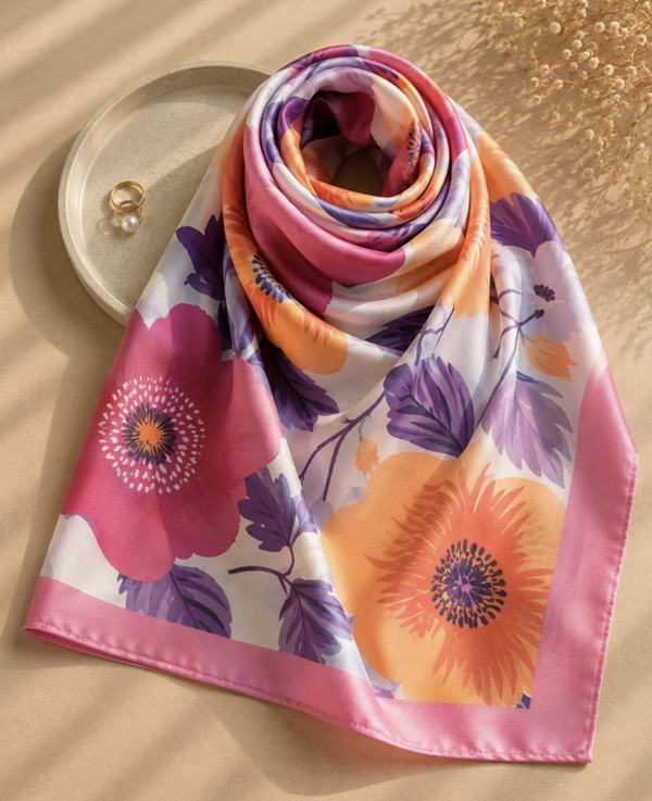 Foulard carré Fleurs colorées