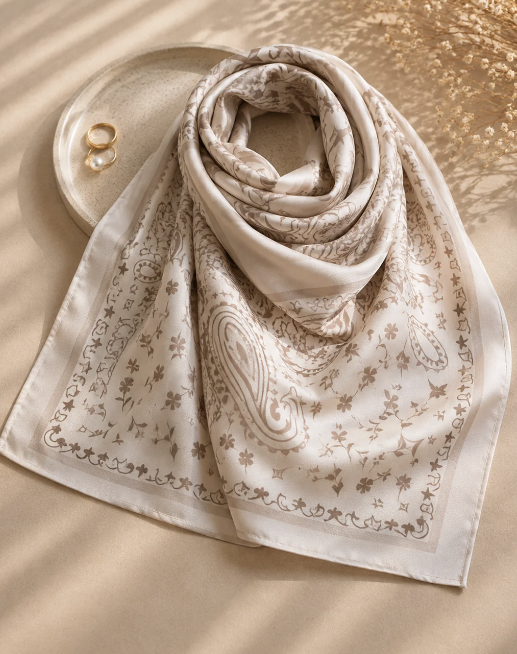 Foulard carré beige