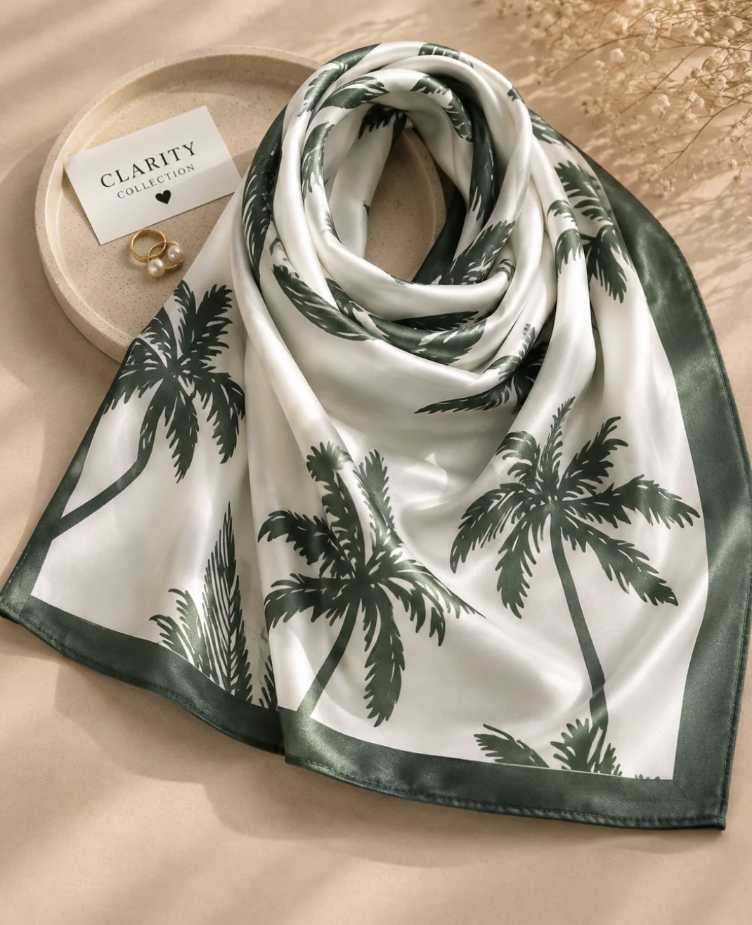 Foulard carré Palmiers vert