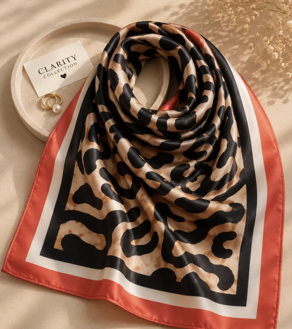 Foulard satiné léopard rouge