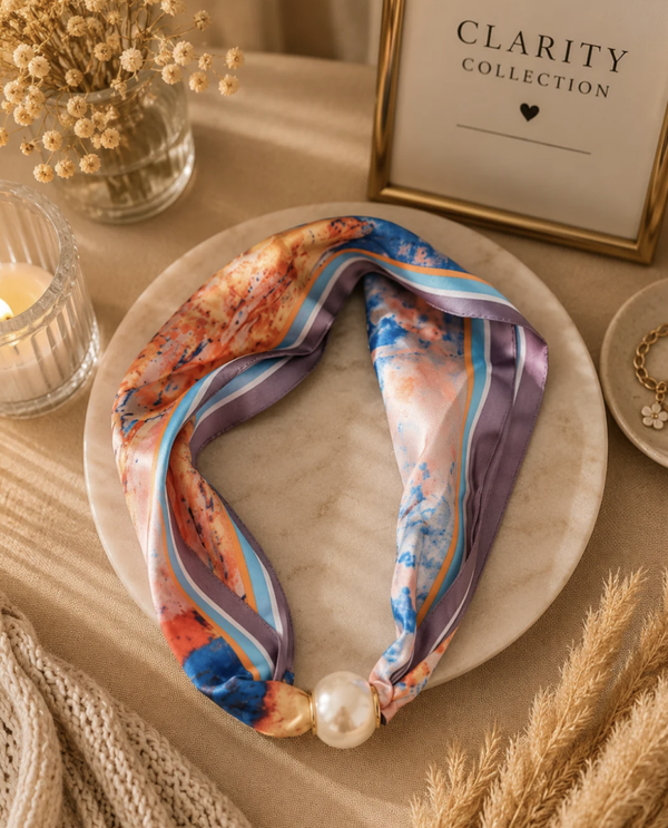 Foulard magnétique à perle – Abstrait Orange & Bleu