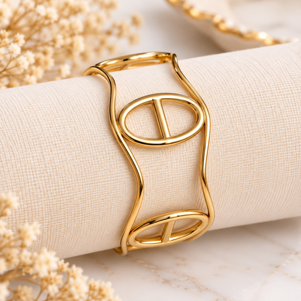 Bracelet manchette doré – Design géométrique élégant
