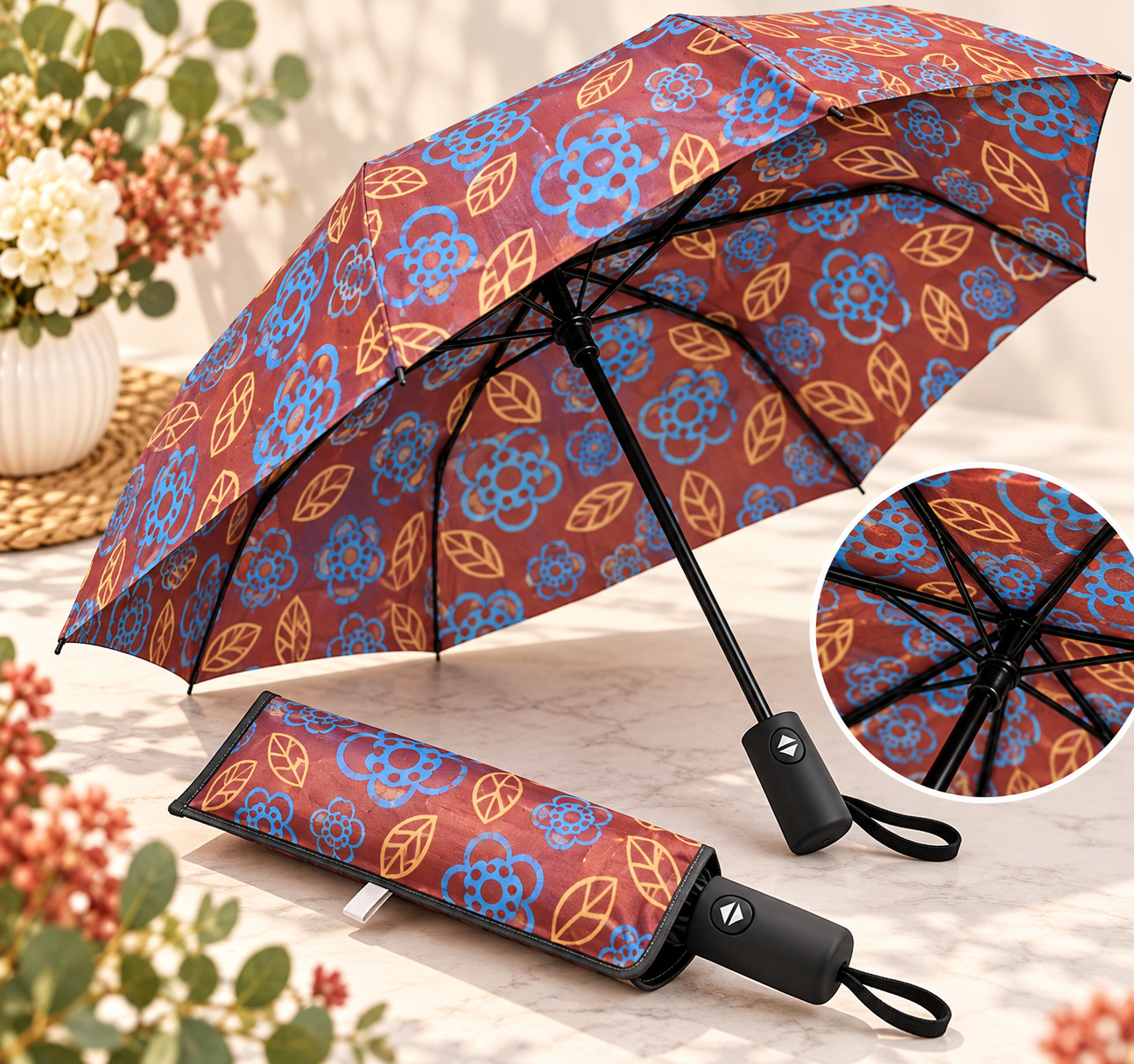 Parapluie compact automatique – Pratique et élégant