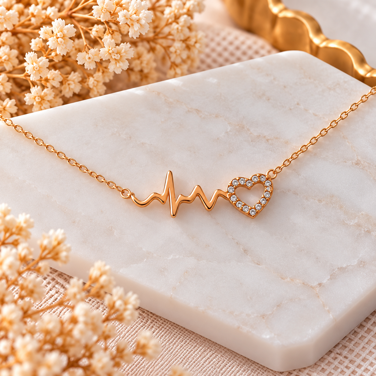 Collier doré Battement d'Amour & Cœur Scintillant