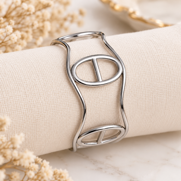 Bracelet manchette argenté – Design géométrique élégant