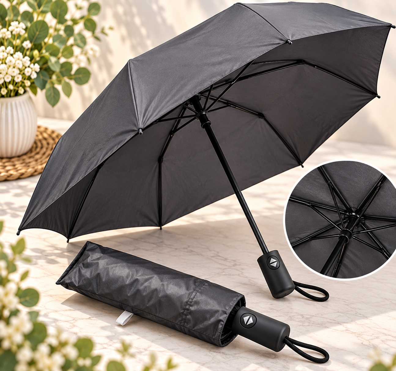 Parapluie compact automatique – Pratique et élégant