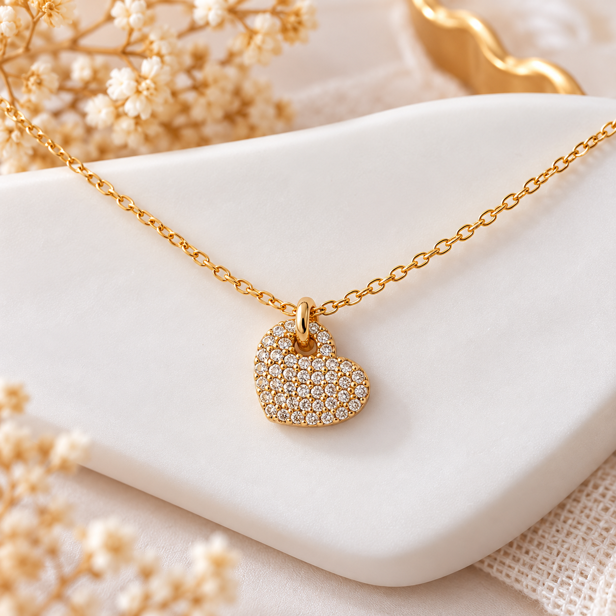 Collier doré Cœur Scintillant