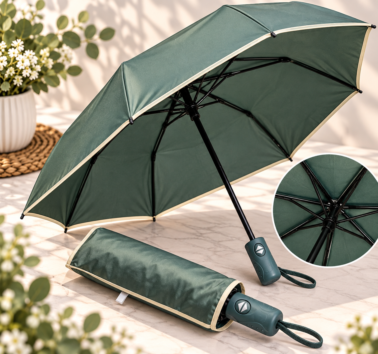 Parapluie compact automatique – Pratique et élégant