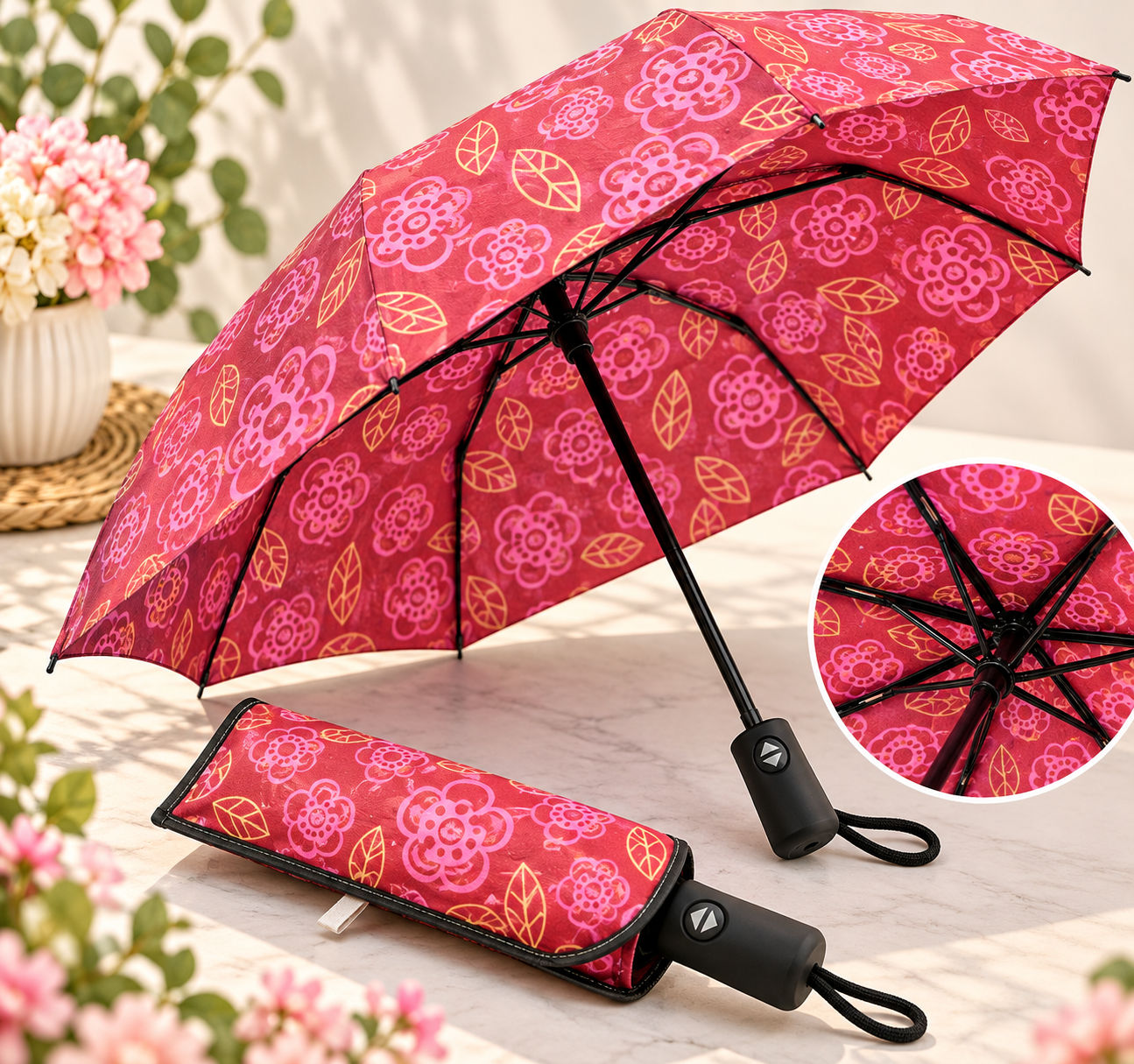Parapluie compact automatique – Pratique et élégant