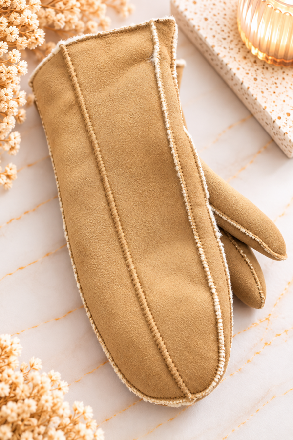 Moufles Camel Cocoon – Effet suédine & intérieur douillet