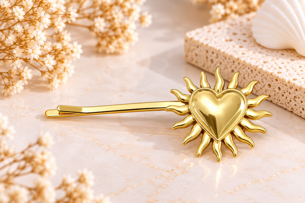 Pince à cheveux Cœur Solaire – Dorée