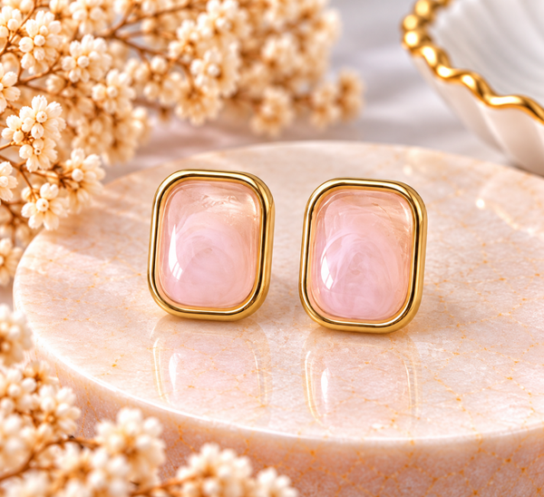 Boucles d’oreilles Rose Poudré & Doré