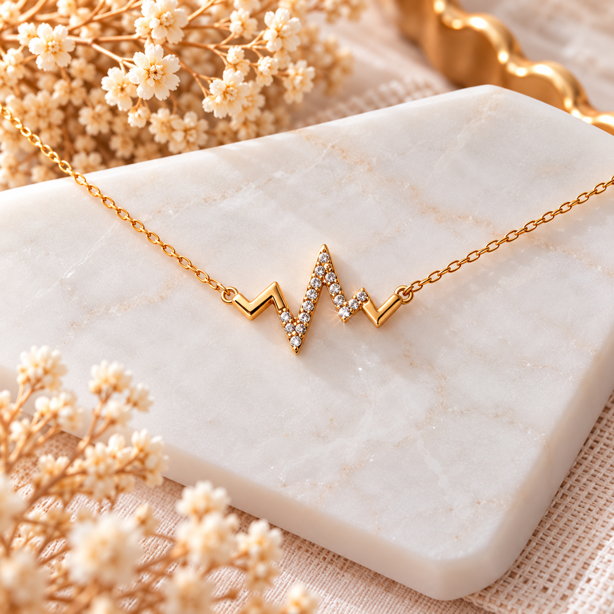 Collier doré Battement de Cœur Scintillant