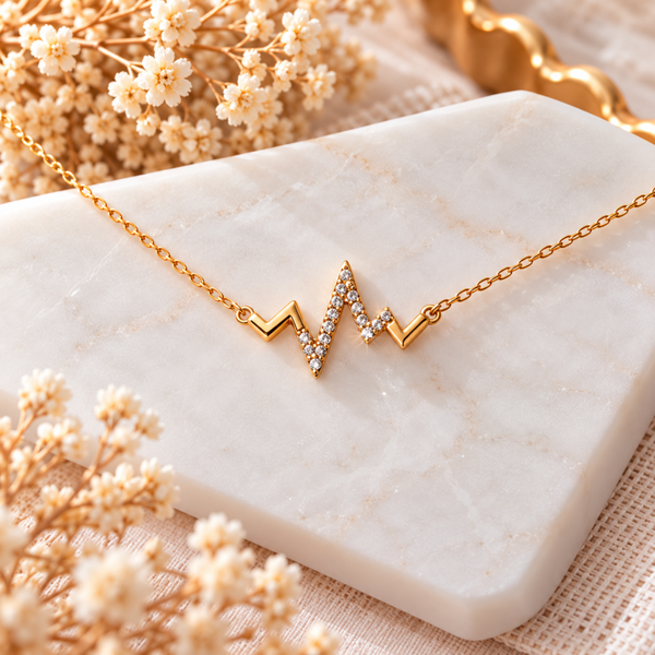 Collier doré Battement de Cœur Scintillant