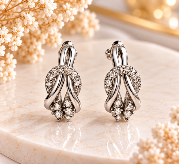 Boucles d’oreilles entrelacées argentées – Acier inoxydable