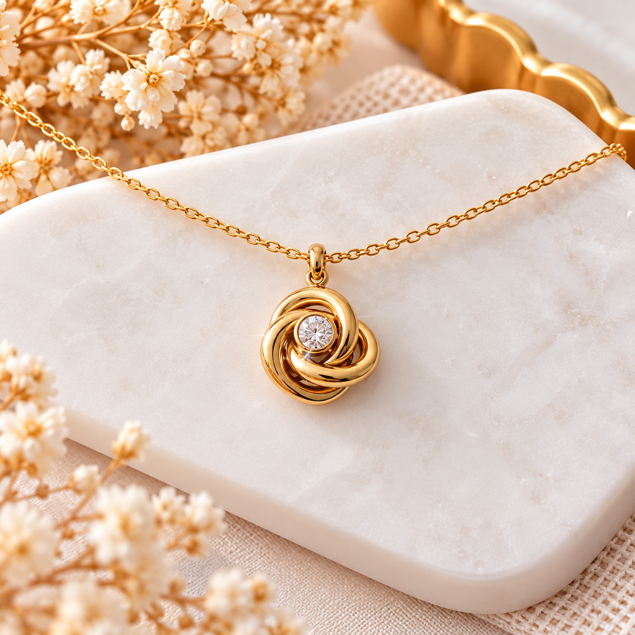 Collier doré Nœud d'Élégance & Strass