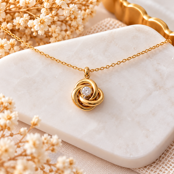 Collier doré Nœud d'Élégance & Strass