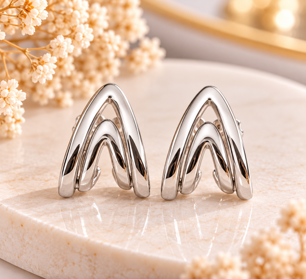 Boucles d’oreilles arches argentées – Acier inoxydable