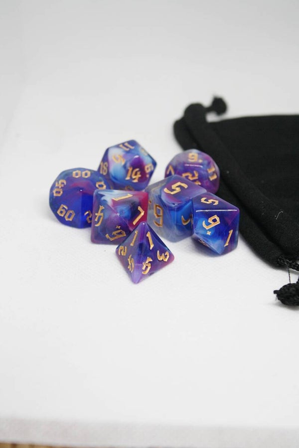 7 stuks dobbelsteen set "Blue Sky"