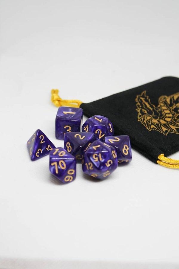 7 stuks dobbelsteen set "Dragon's Purple"