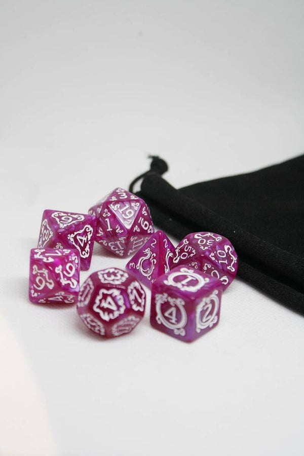 7 stuks dobbelsteen set "Witches Purple"