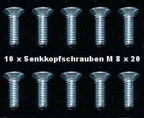 10 Stück Senkkopfschrauben Innensechskant M 8 x 20