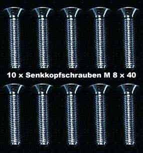 10 Stück Senkkopfschrauben Innensechskant M 8 x 40