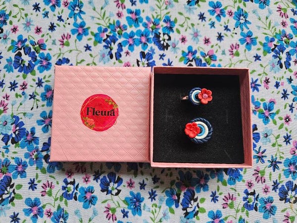 2 Floral evil eye rings
