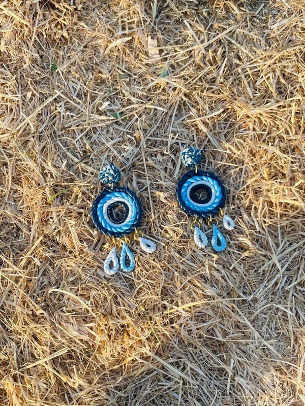 Evil eye hanging earrings
