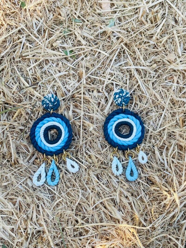 Evil eye hanging earrings