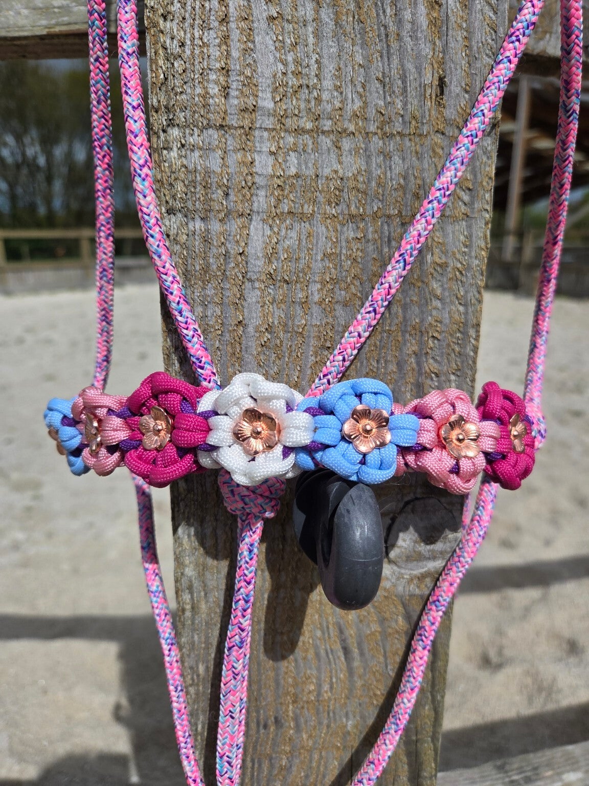 Licol en corde fleurs